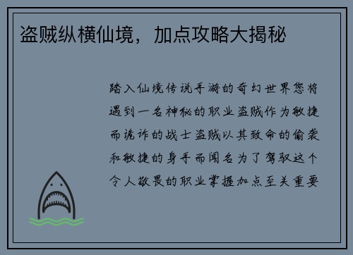 盗贼纵横仙境，加点攻略大揭秘